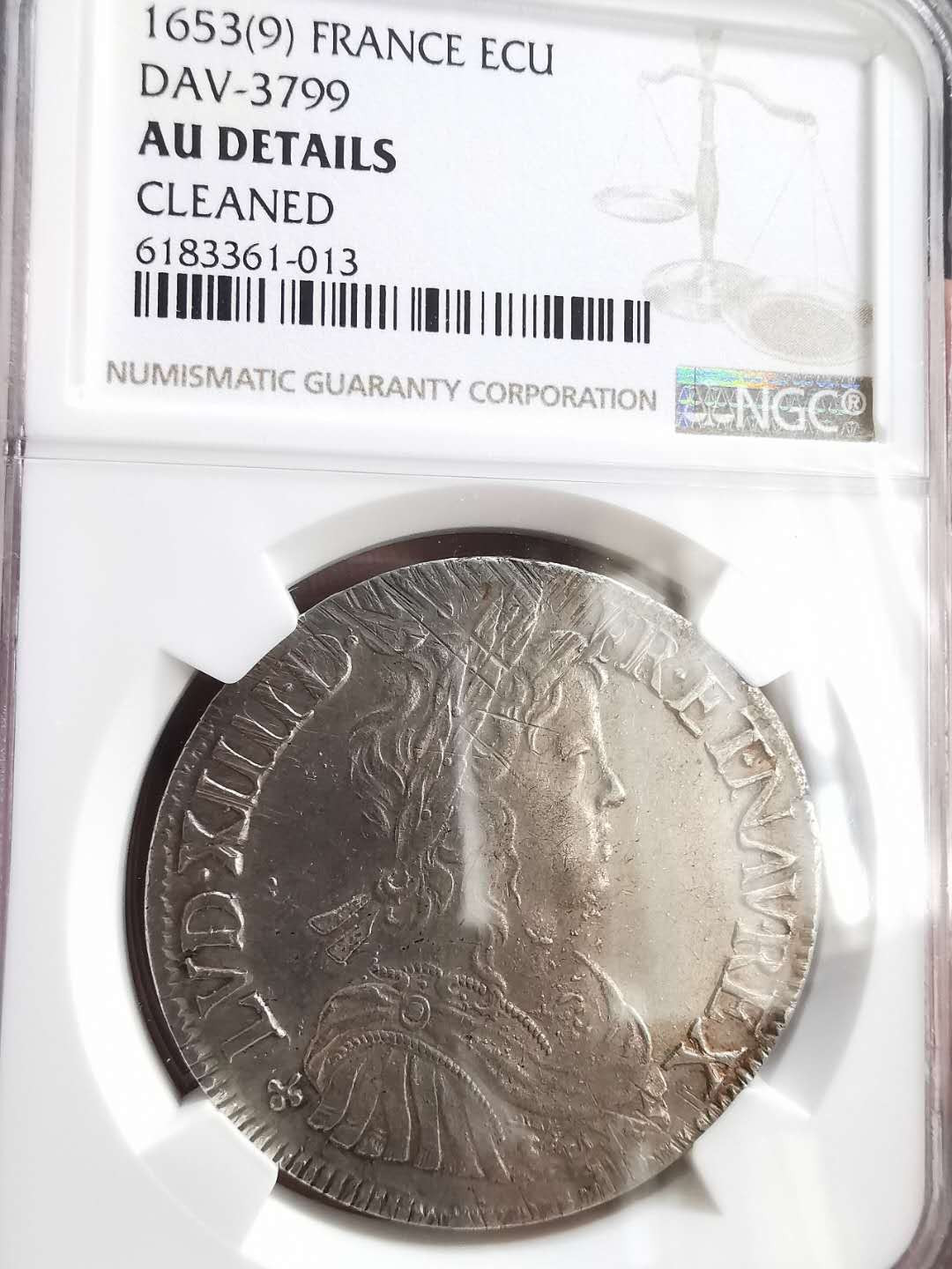 凡希社世界钱币微拍第一百六十五期 1653法国路易十四埃居大银NGC-AUD