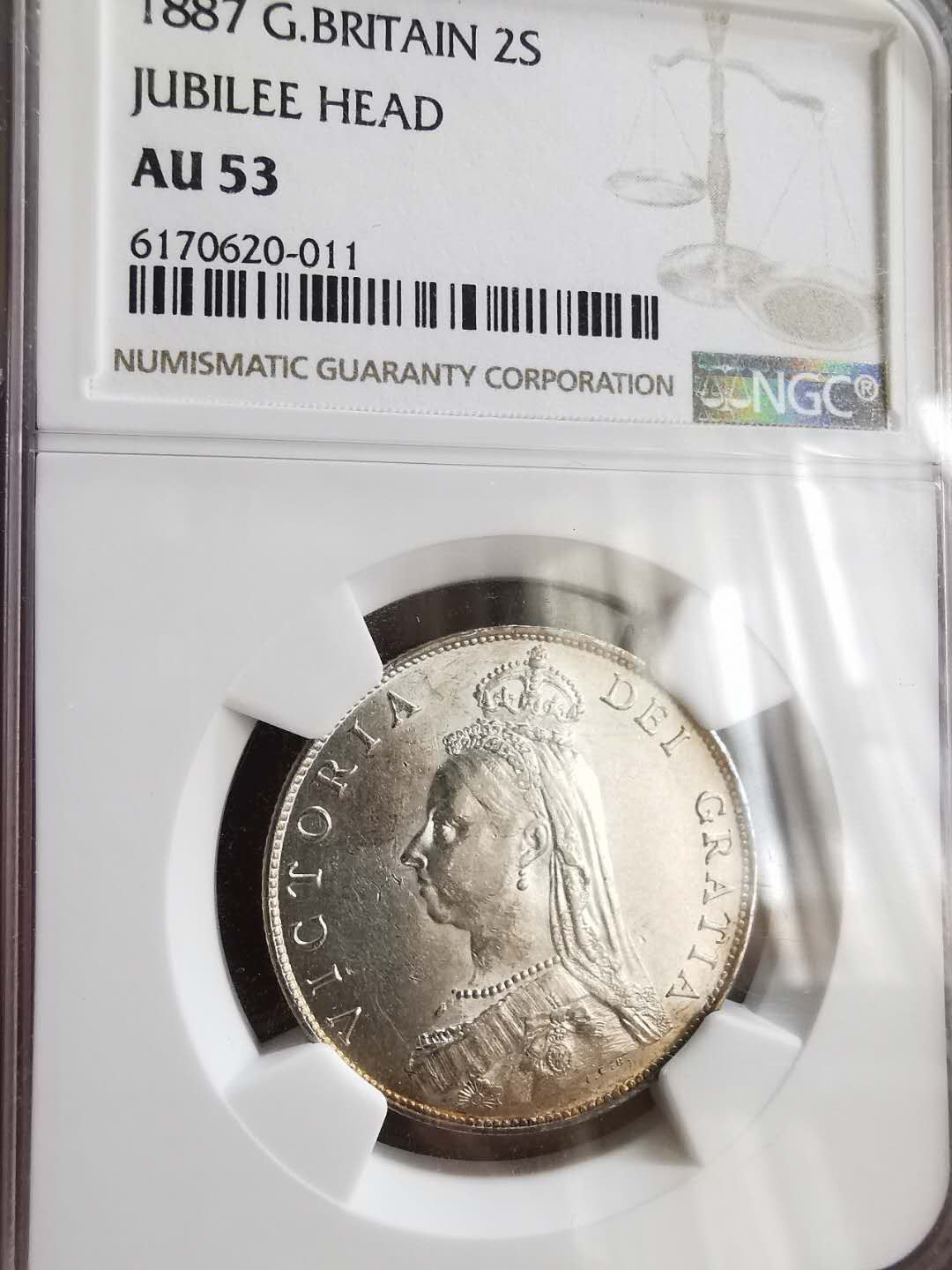 凡希社世界钱币微拍第一百六十五期 1887老维2先令NGC-AU53