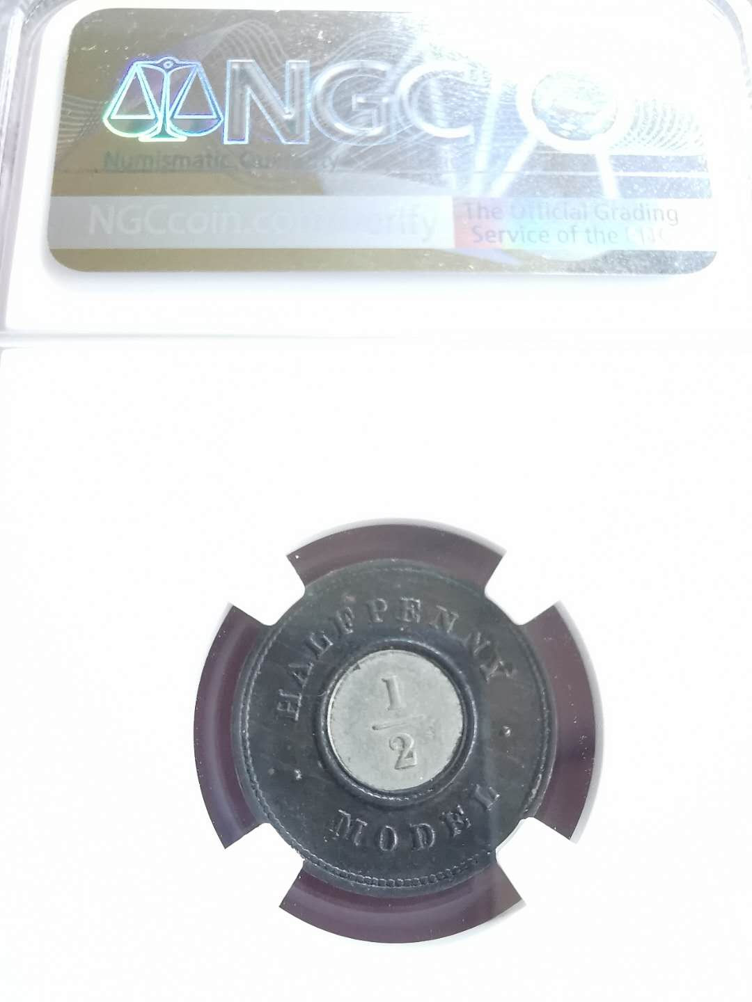 凡希社世界钱币微拍第一百六十五期 1844英国双色1/2便士NGC-AU50