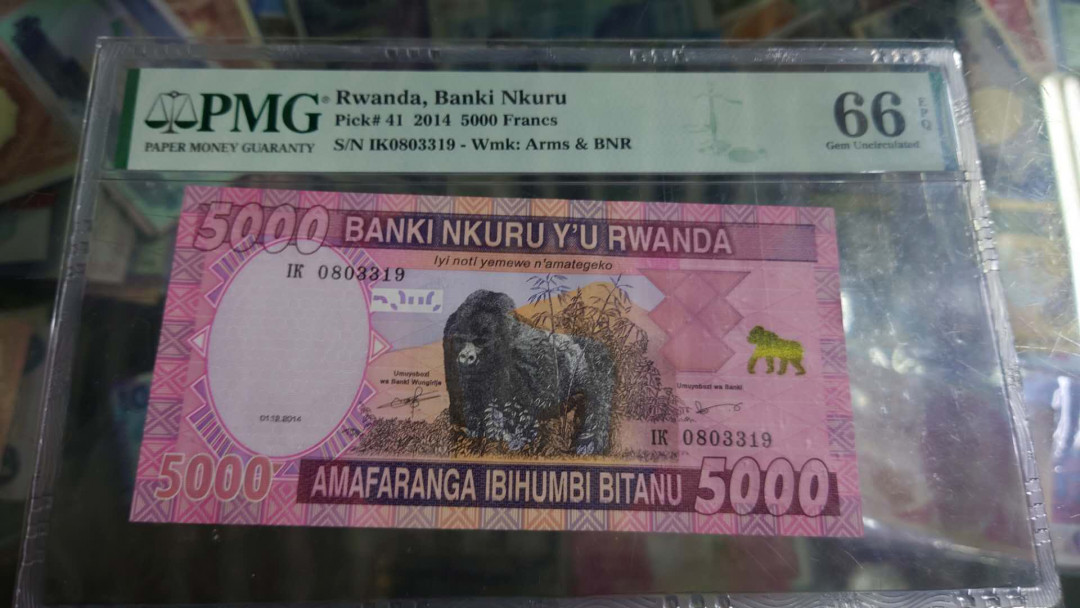 【囧羊收藏】精选微拍第36期暨2021年第27期 评级币精选 2014年卢旺达5000法郎 全程无47尾号3319 PMG66E