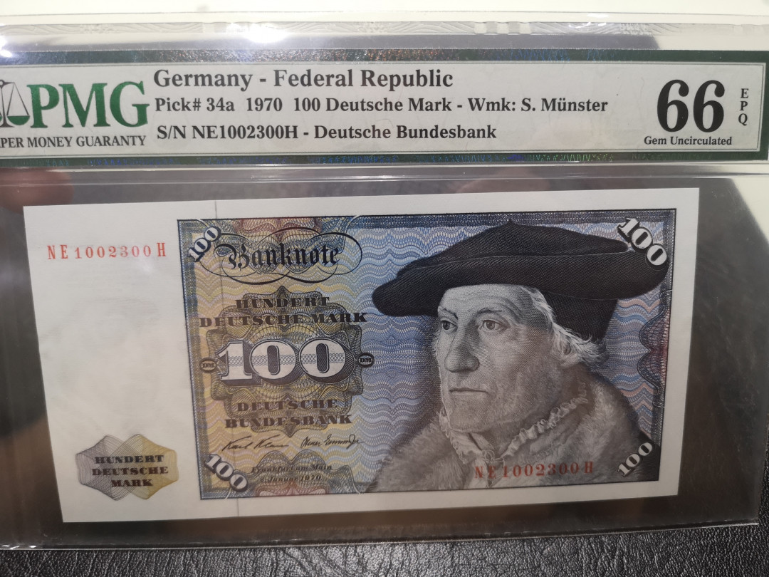 《外钞收藏家》第一百二十期拍卖 1970年西德100马克 PMG66