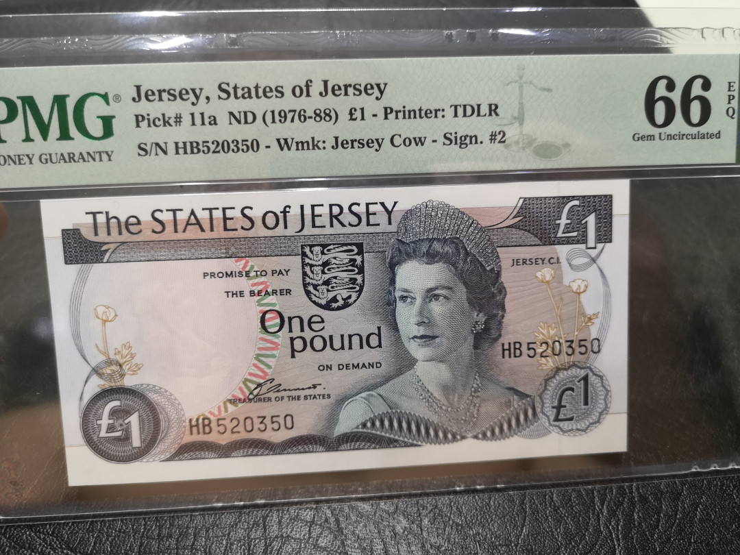 《外钞收藏家》第一百二十期拍卖 1976-88年泽西1镑 PMG66