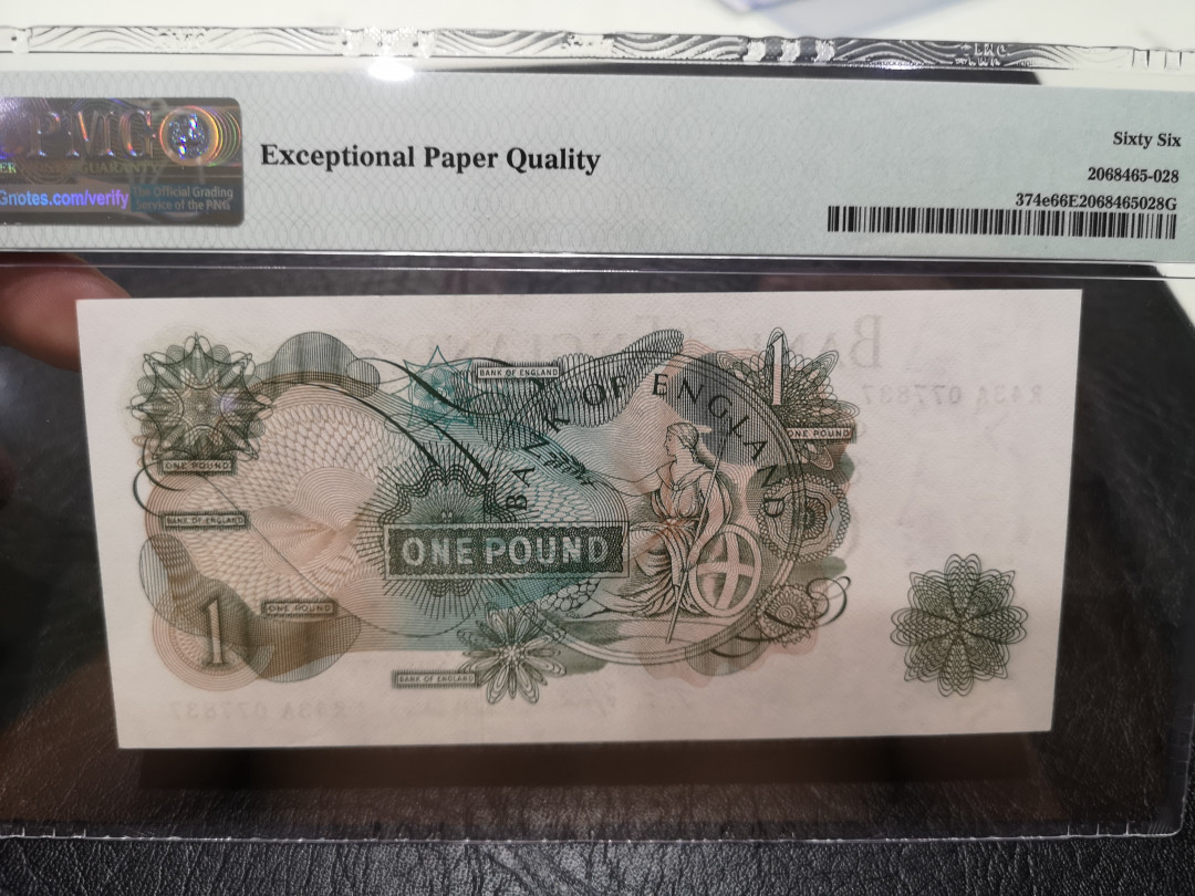 《外钞收藏家》第一百二十期拍卖 1966-70年英国C序列1镑 PMG66