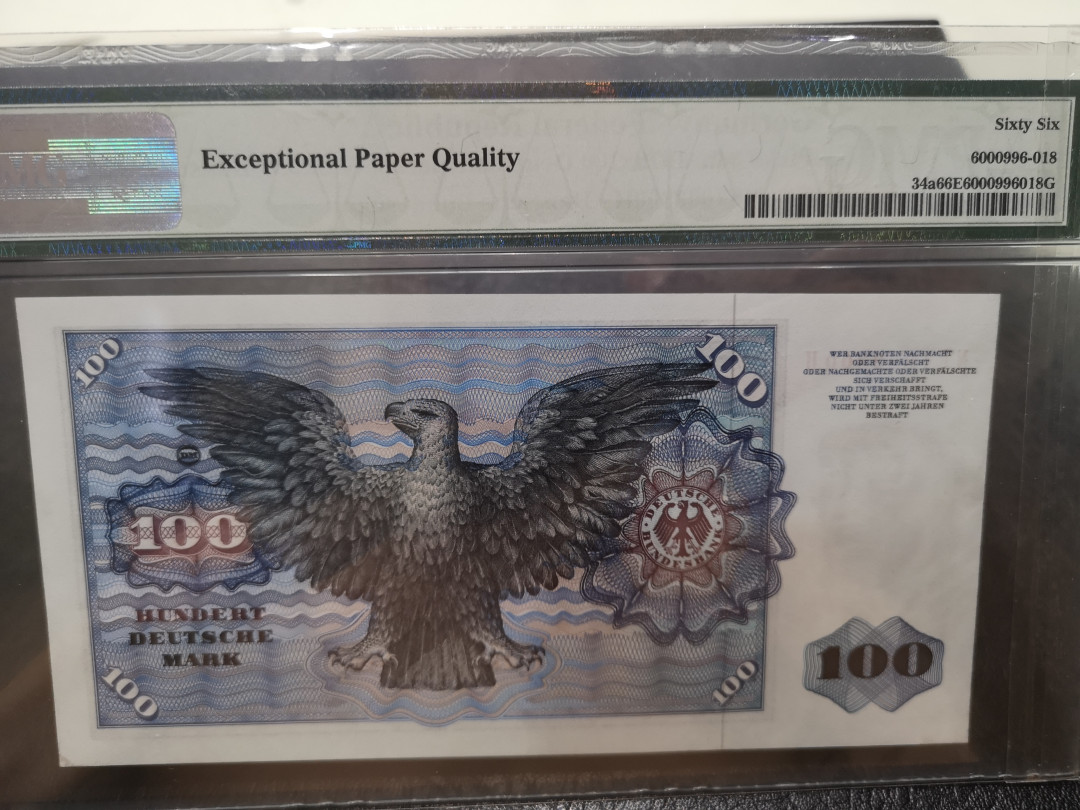 《外钞收藏家》第一百二十期拍卖 1970年西德100马克 PMG66
