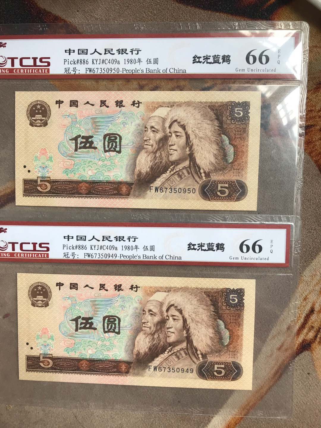 缤纷拍405期 805红光蓝鹤两张一起
