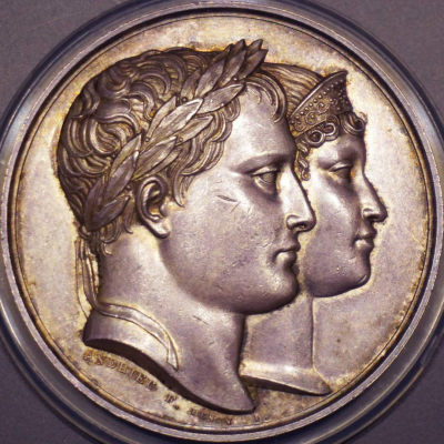 1811年法国拿破仑夫妇像罗马王诞生纪念大银章小银章  