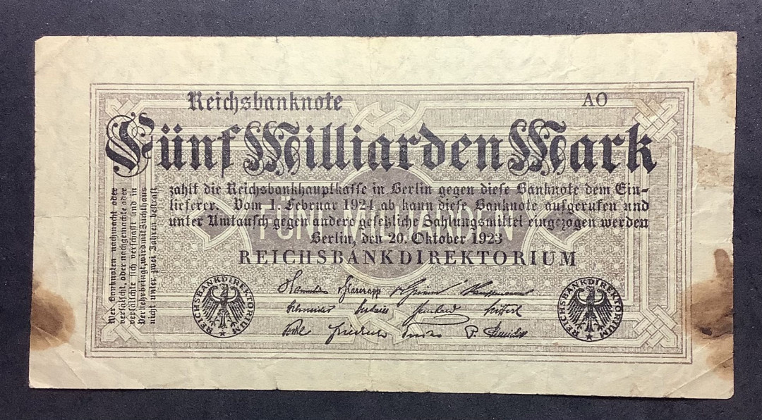 2021年外国纸币 德国1923年50000000纸币