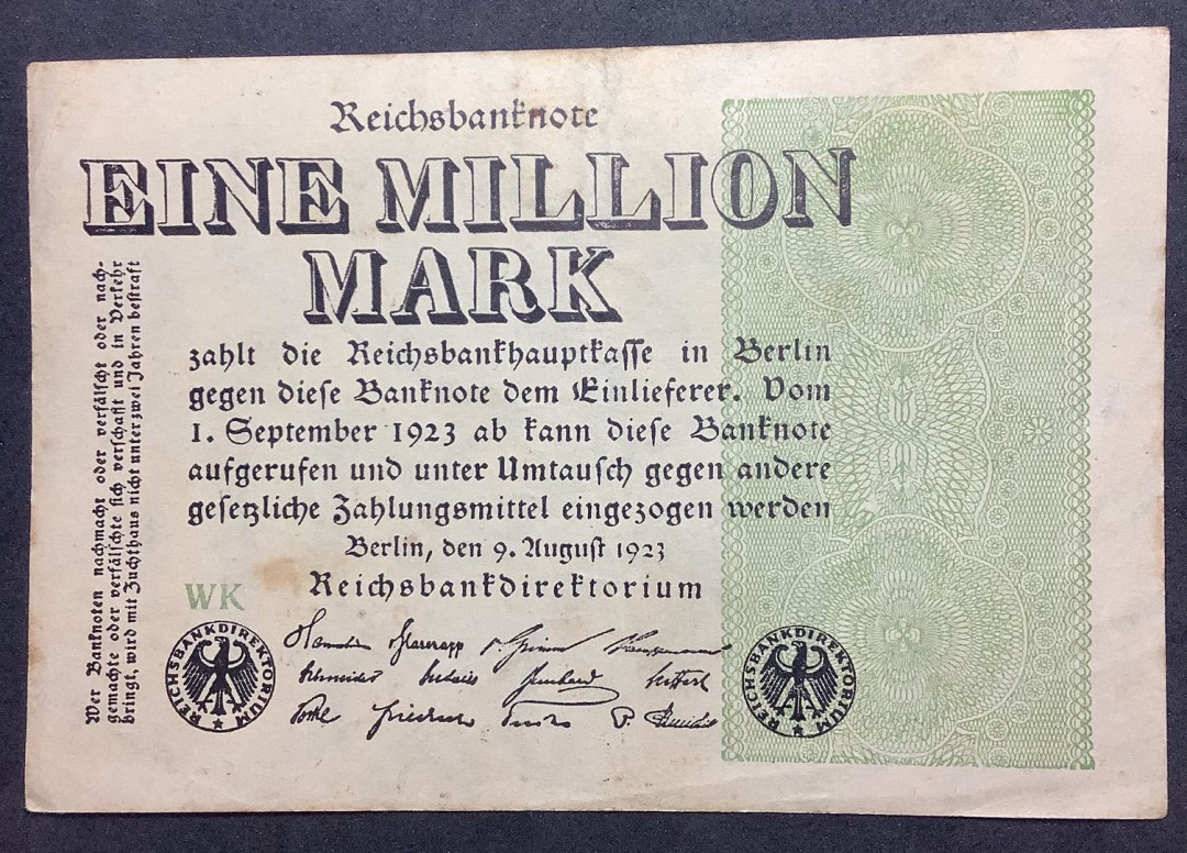 2021年外国纸币 德国1923年1000000马克纸币