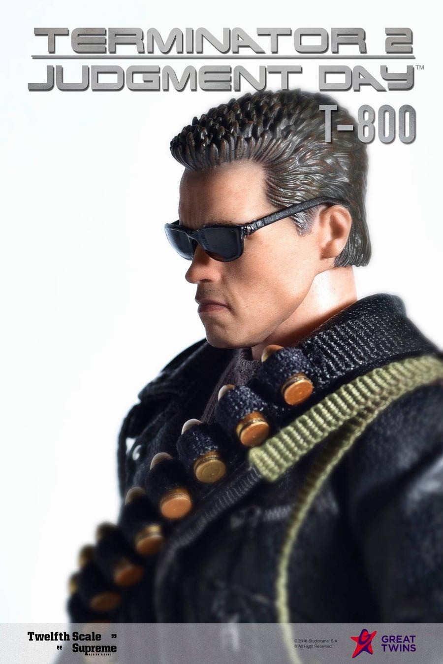 零元拍：Great Twins 1/12 终结者2 审判日 T-800阿诺 可动人偶，全新未拆。