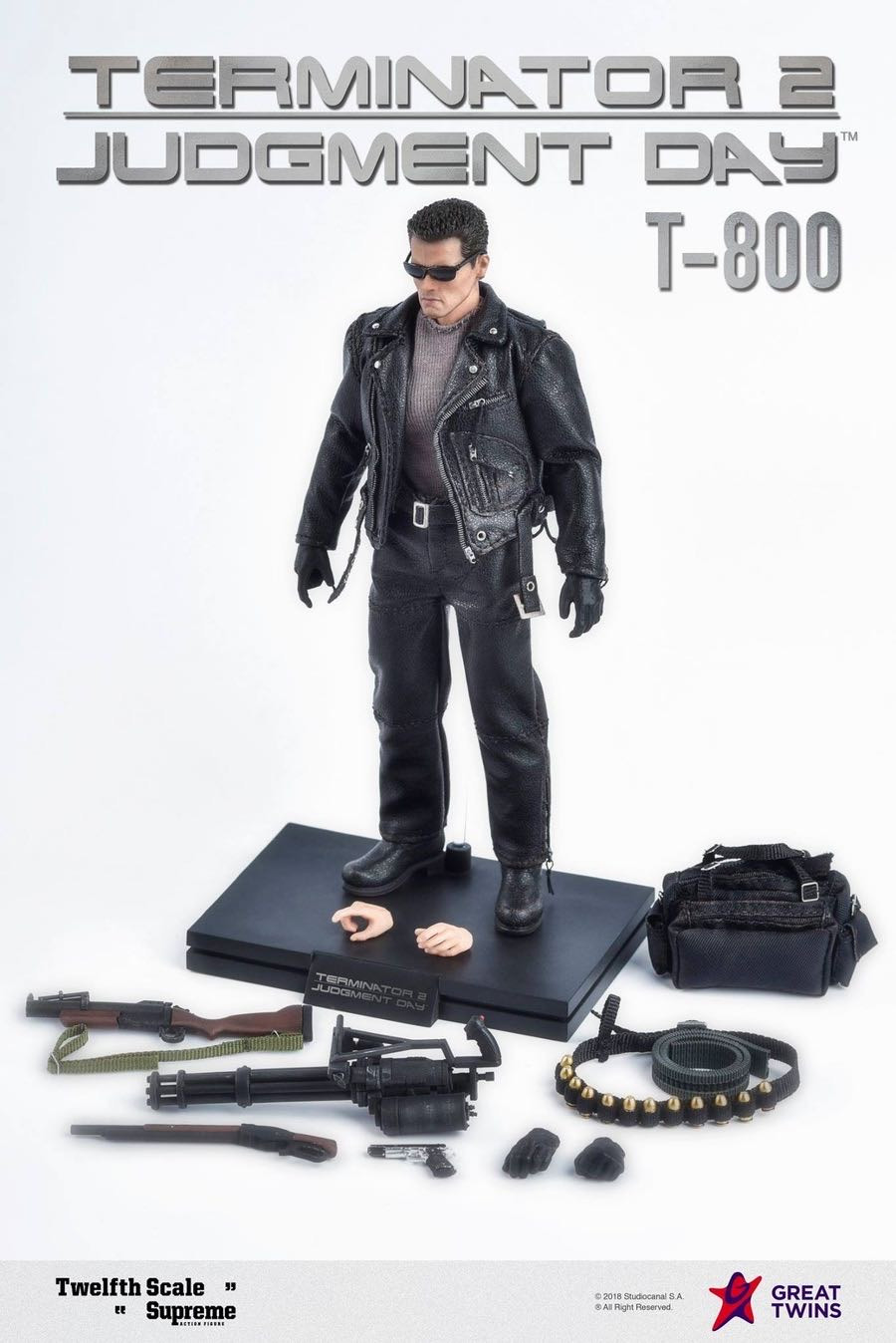 零元拍：Great Twins 1/12 终结者2 审判日 T-800阿诺 可动人偶，全新未拆。