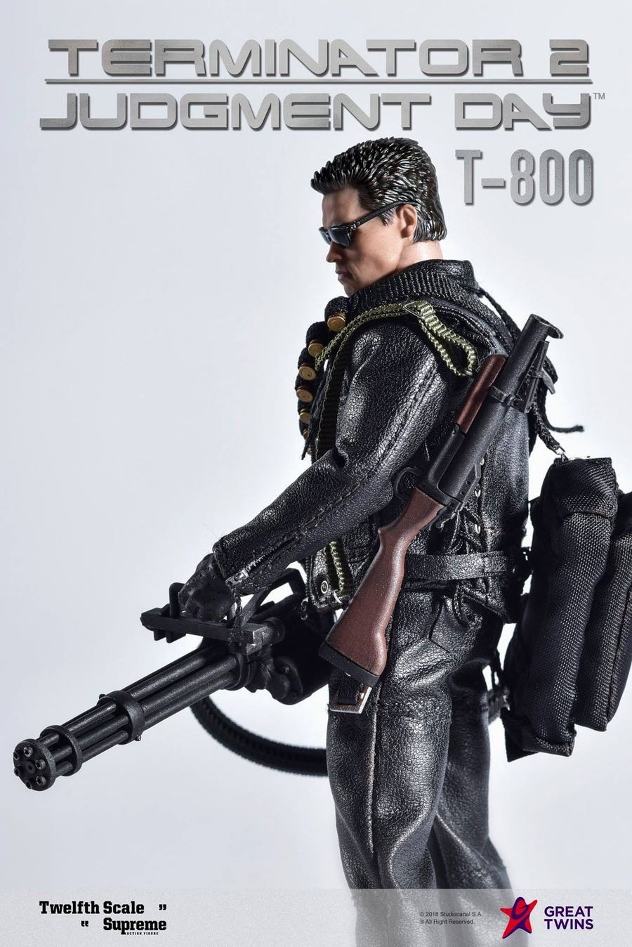零元拍：Great Twins 1/12 终结者2 审判日 T-800阿诺 可动人偶，全新未拆。