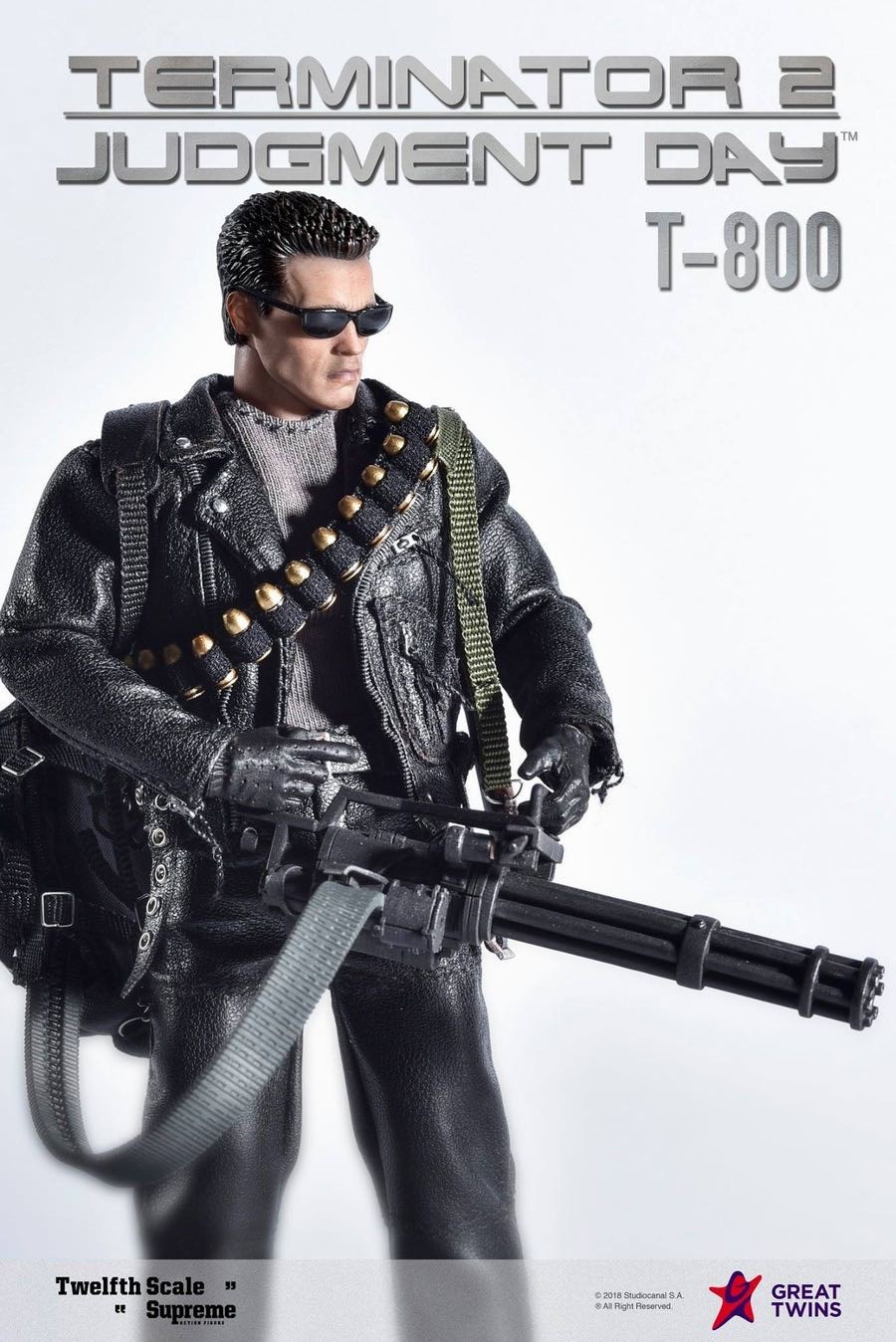 零元拍：Great Twins 1/12 终结者2 审判日 T-800阿诺 可动人偶，全新未拆。