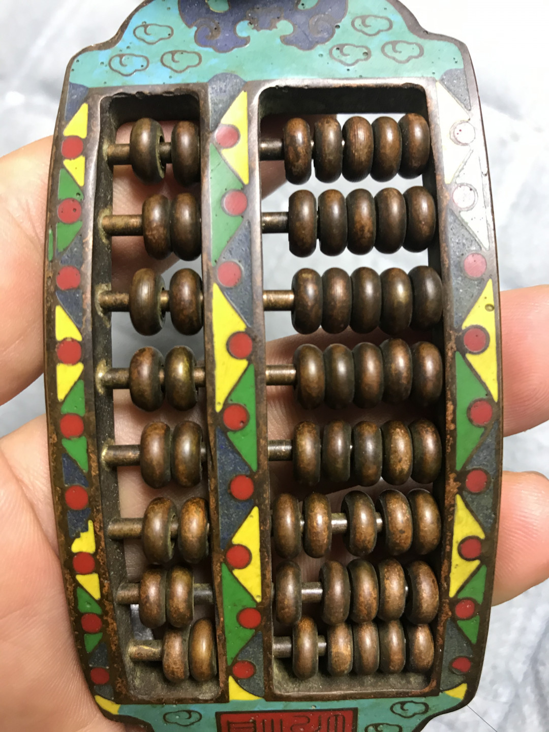 缤纷拍407期 掐丝珐琅如意算盘一个，纯铜的，镇宅招财辟邪哦