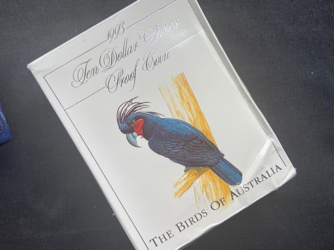 【随心拍&Getcoins】钱币拍卖第九十七期～ 【澳大利亚】1993 1993年 澳大利亚鸟类系列 10澳元棕榈凤头鹦鹉精制银币【盒证齐全】