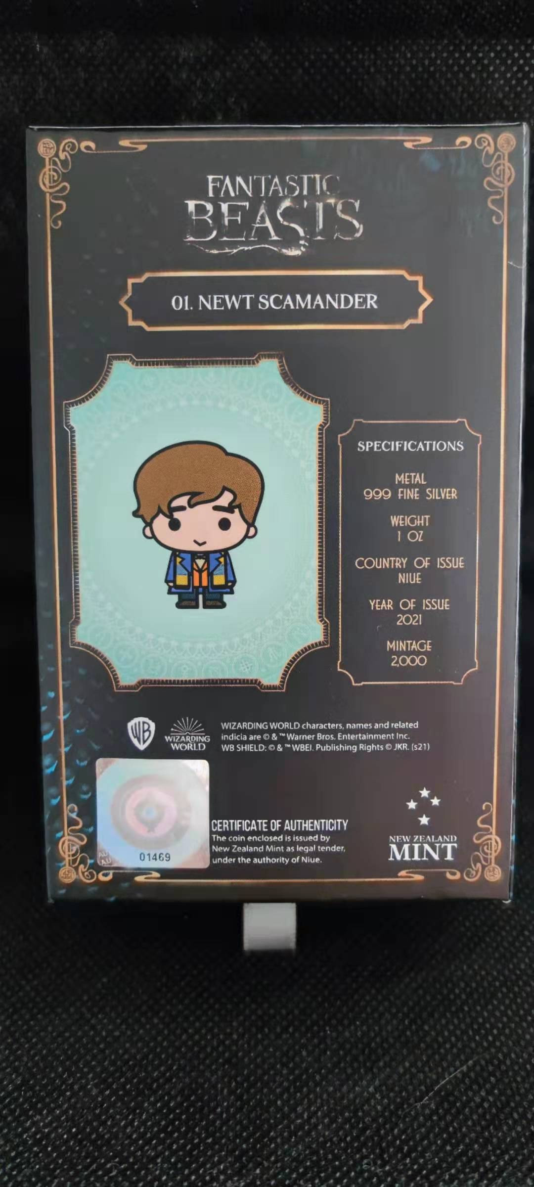 【随心拍&Getcoins】钱币拍卖第九十八期～ 纽埃2021年Chibi神奇动物纽特·斯卡曼德彩色银币