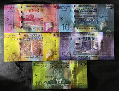 小福收藏团购第41期  萨摩亚 2017年 5  10  20  50  100塔拉 大洋洲精美纸币 色泽艳丽 色彩缤纷