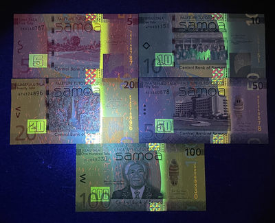 小福收藏团购第41期  萨摩亚 2017年 5  10  20  50  100塔拉 大洋洲精美纸币 色泽艳丽 色彩缤纷