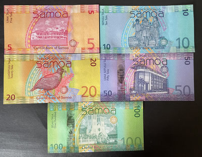 小福收藏团购第41期  萨摩亚 2017年 5  10  20  50  100塔拉 大洋洲精美纸币 色泽艳丽 色彩缤纷