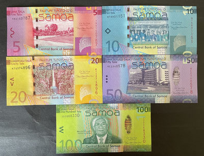 小福收藏团购第41期  萨摩亚 2017年 5  10  20  50  100塔拉 大洋洲精美纸币 色泽艳丽 色彩缤纷