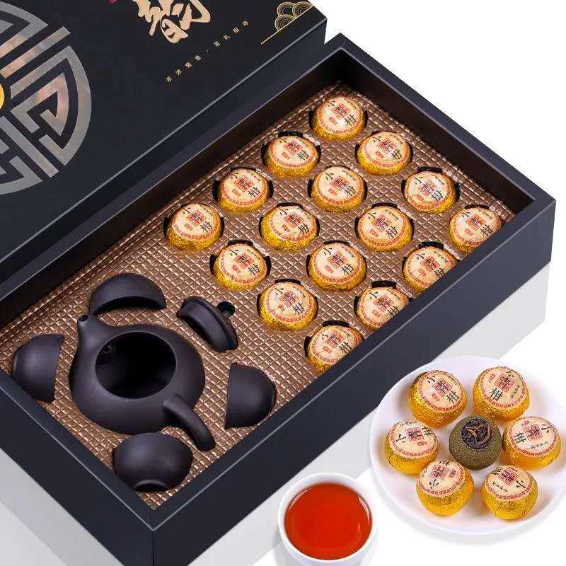 原产新会小青柑普洱茶叶礼盒装云南宫廷普洱熟茶年货礼品茶叶160gx2盒（各一套），共2盒价格。