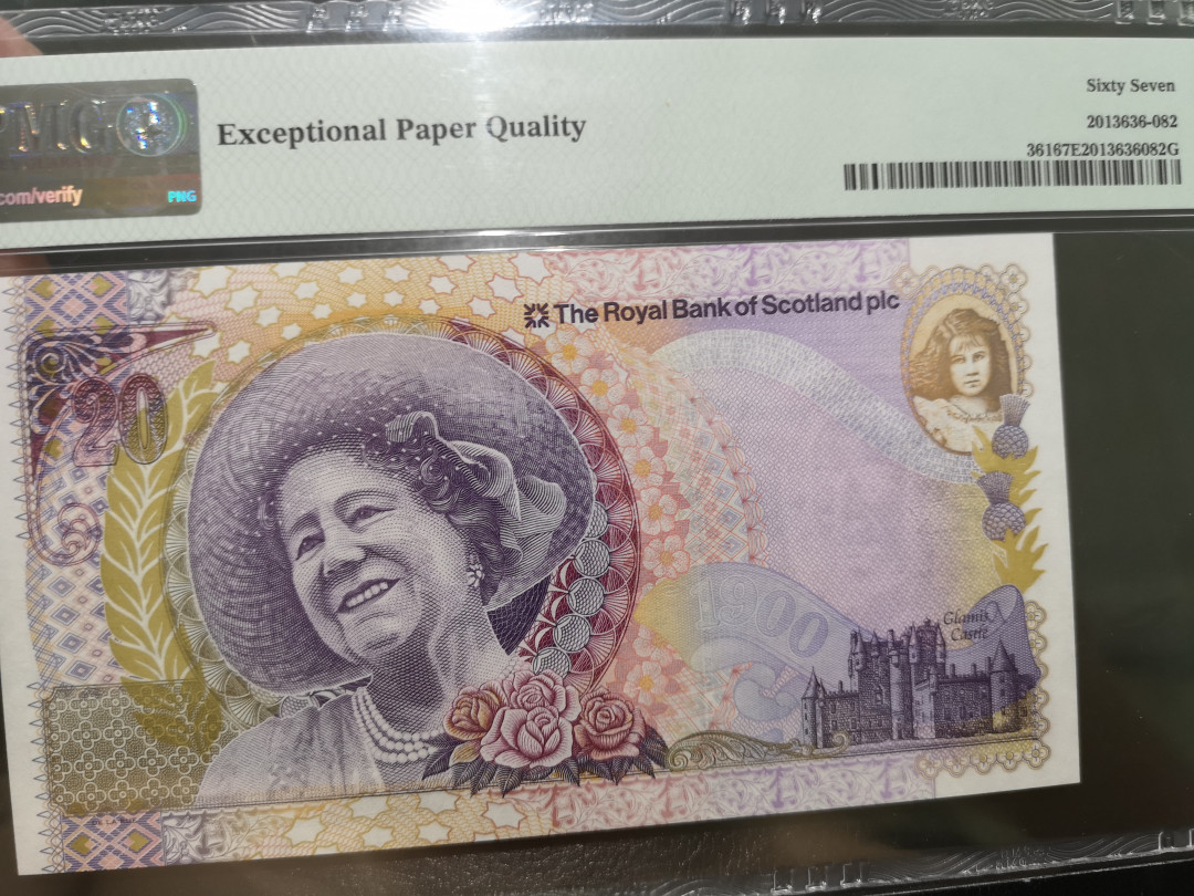 《外钞收藏家》第一百二十二期拍卖（共76件） 2000年苏格兰20镑 PMG67 纪念钞
