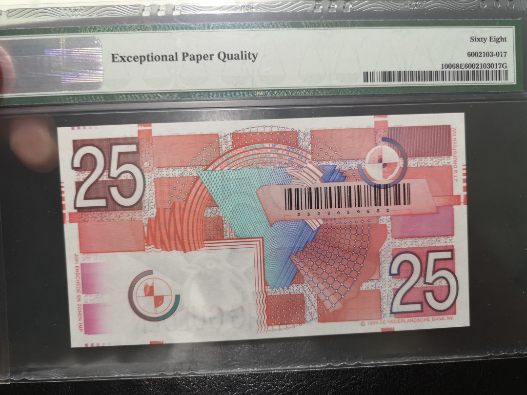 《外钞收藏家》第一百二十二期拍卖（共76件） 1989年荷兰25盾 PMG68