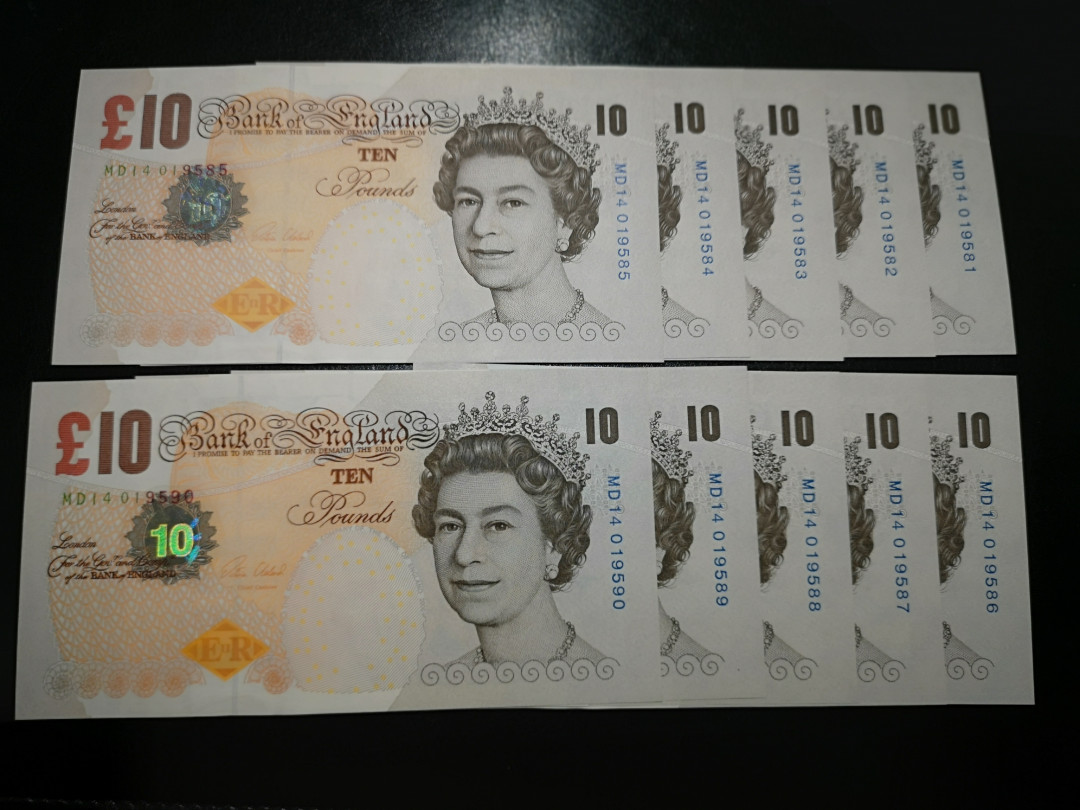 《外钞收藏家》第一百二十二期拍卖（共76件） 英国E序列10镑 标十全新UNC