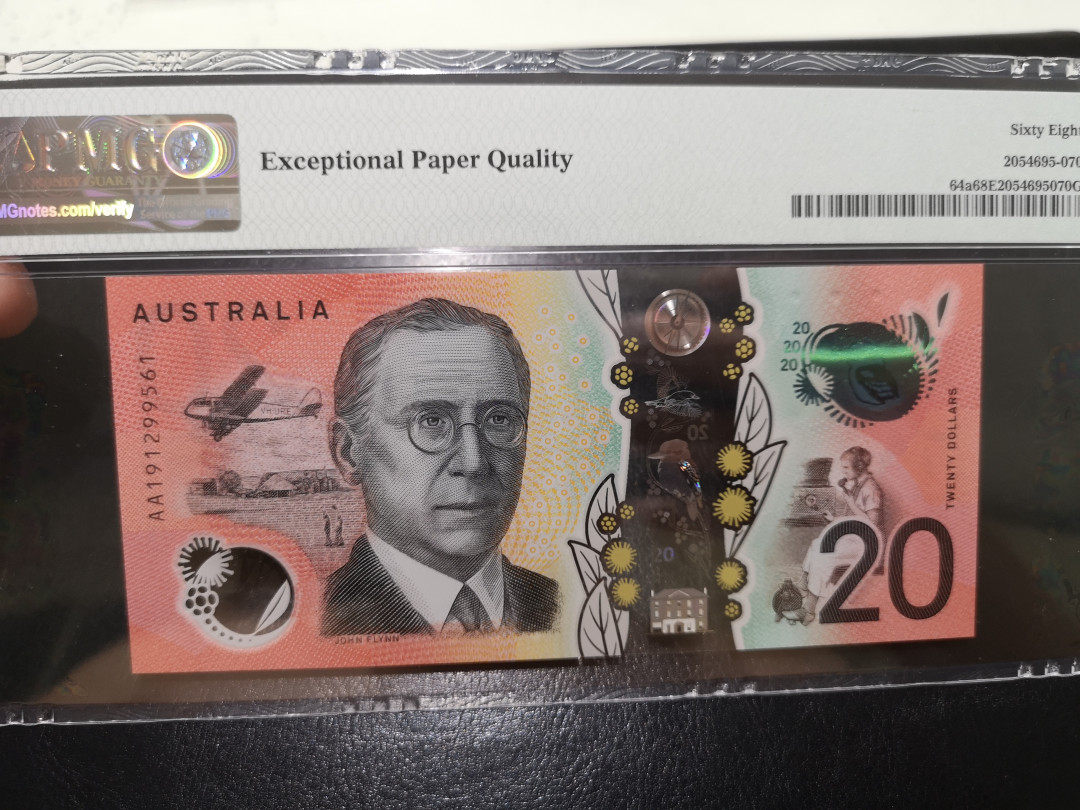 《外钞收藏家》第一百二十二期拍卖（共76件） 2019年澳大利亚20元 PMG66 AA冠 无47