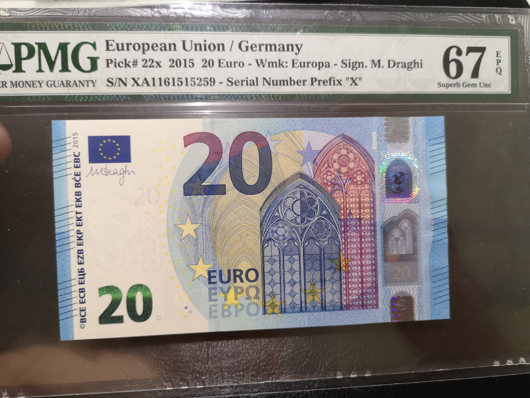 《外钞收藏家》第一百二十二期拍卖（共76件） 2015年20欧元 PMG67 德国