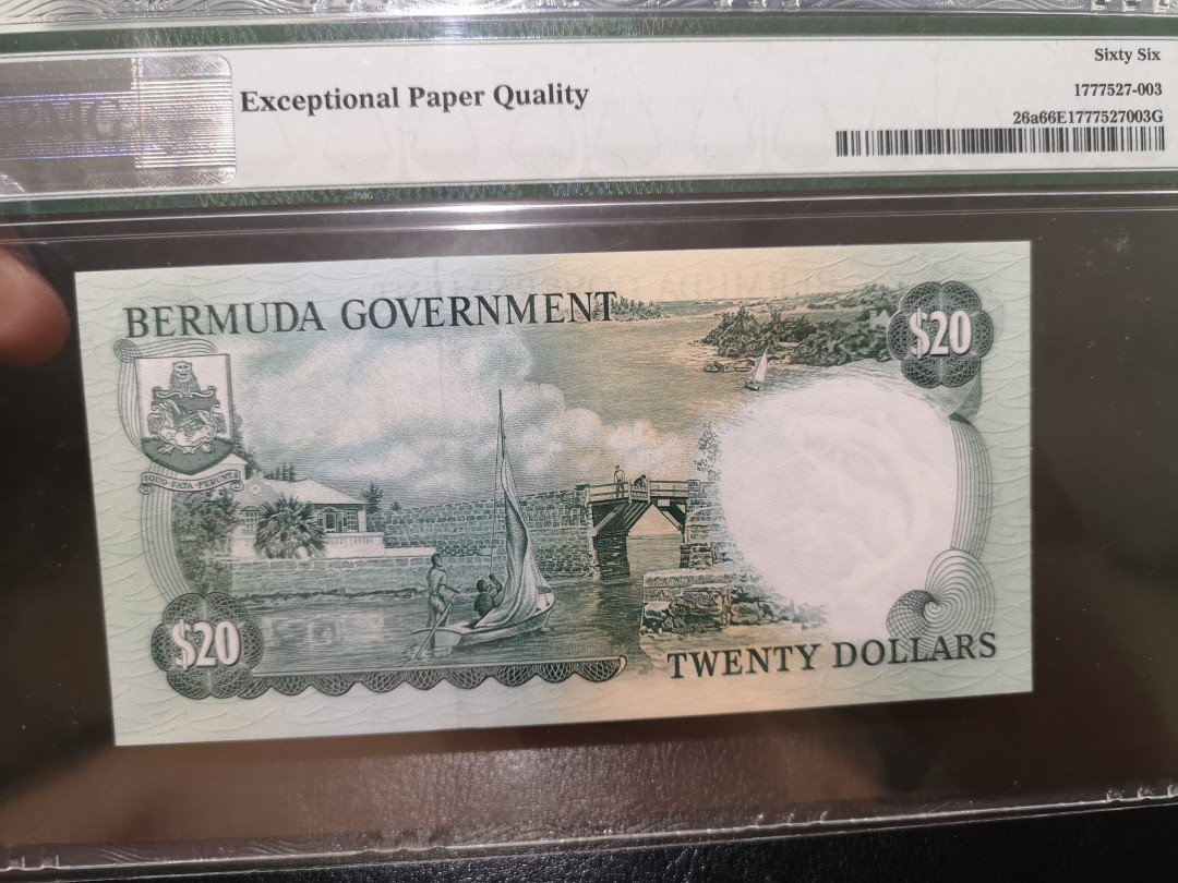 《外钞收藏家》第一百二十二期拍卖（共76件） 1970年百慕大20 PMG66 A/1冠
