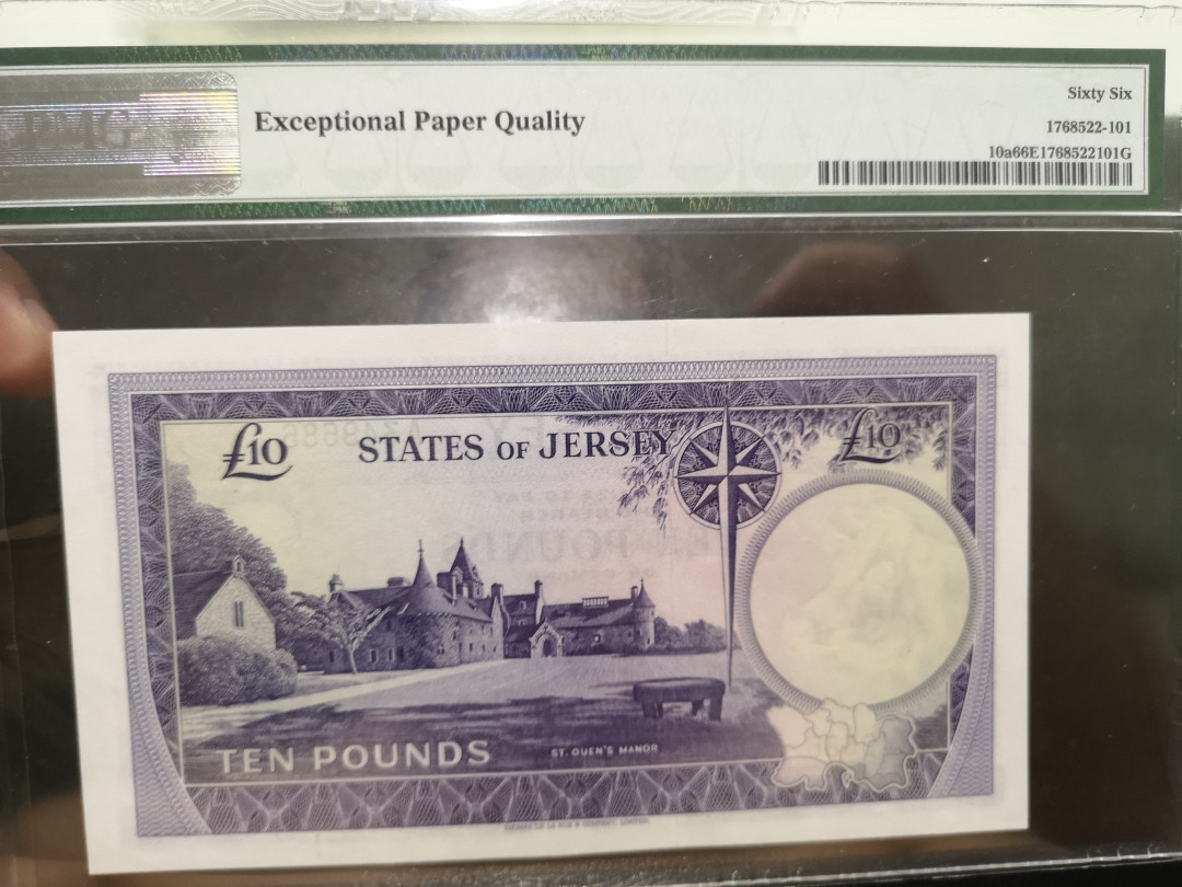 《外钞收藏家》第一百二十二期拍卖（共76件） 1972年泽西10镑 PMG66
