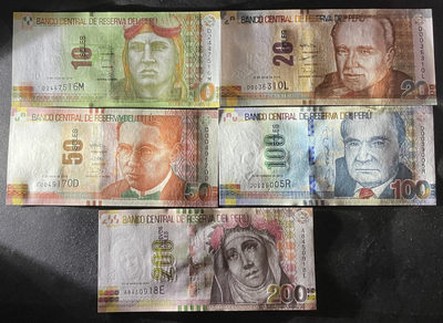 小福收藏团购第39期 秘鲁 10 20 50 100 200 索尔 秘鲁换版进行中 现在是收这一版最好的时机 南美洲精美纸币