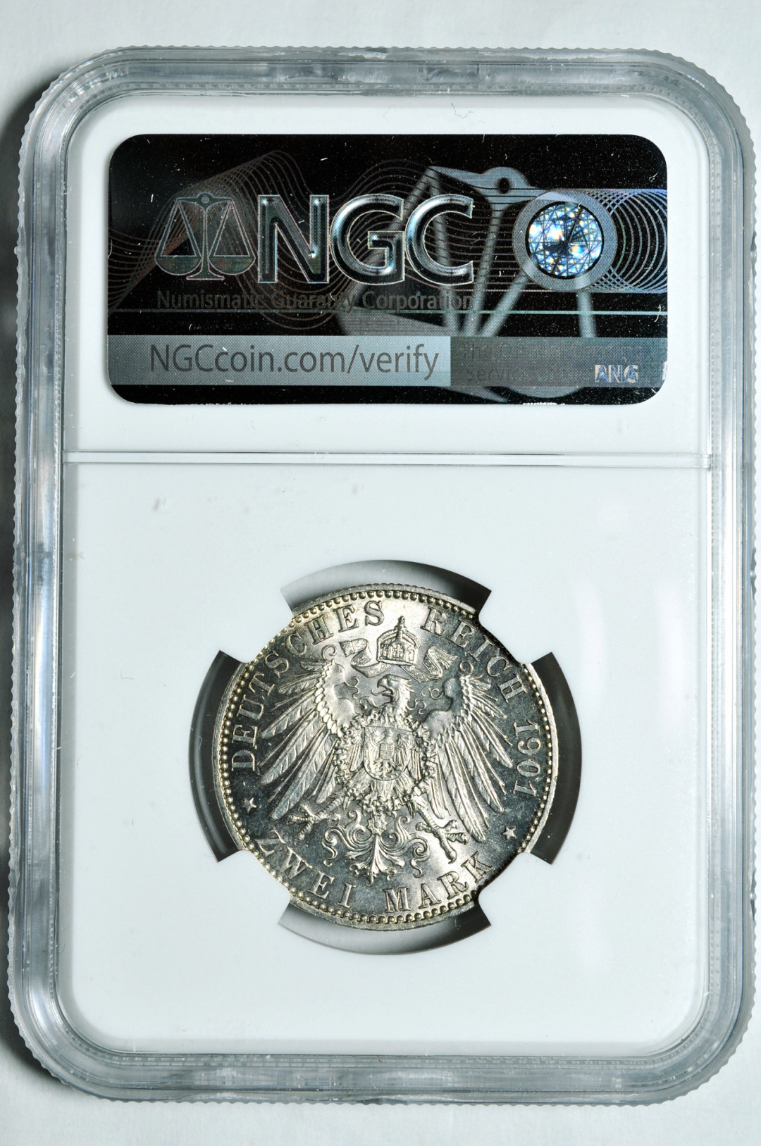 《竞宝斋》钱币微拍-第2场（0佣金包邮） NGC MS64德国普鲁士1901年2马克 银币