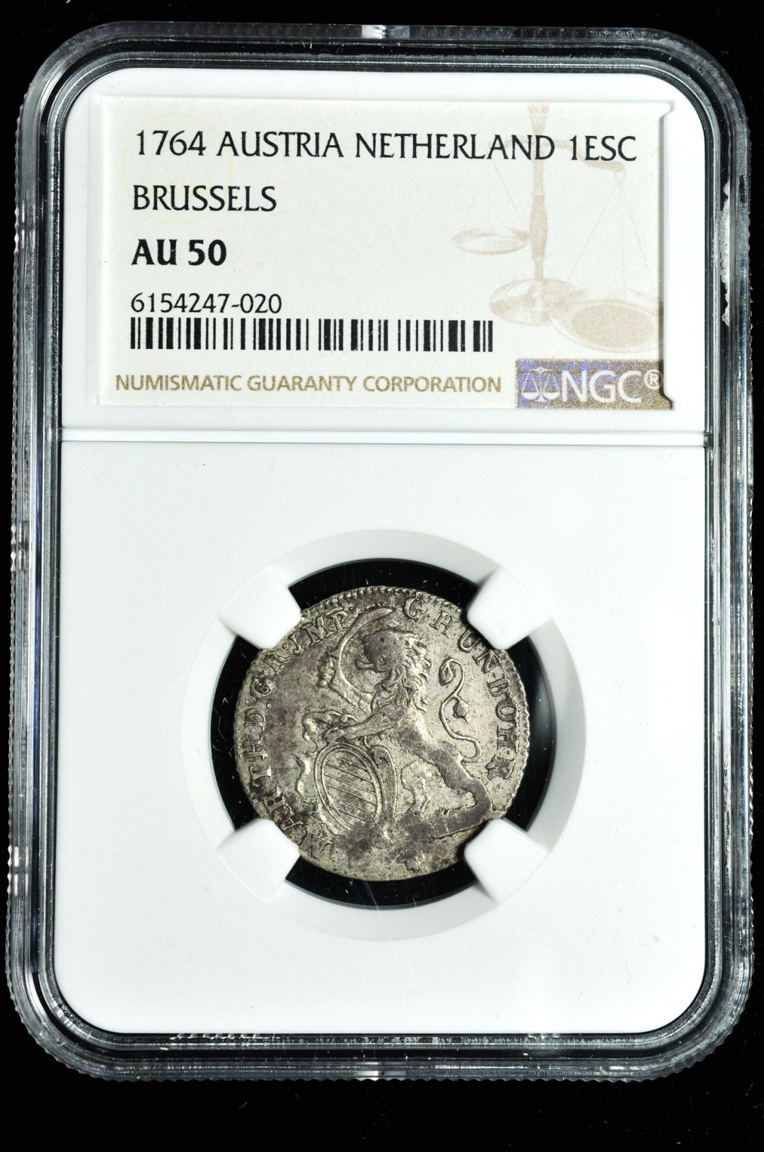 《竞宝斋》钱币微拍-第2场（0佣金包邮） NGC AU50 奥属尼德兰狮子拿刀1ESC  银币