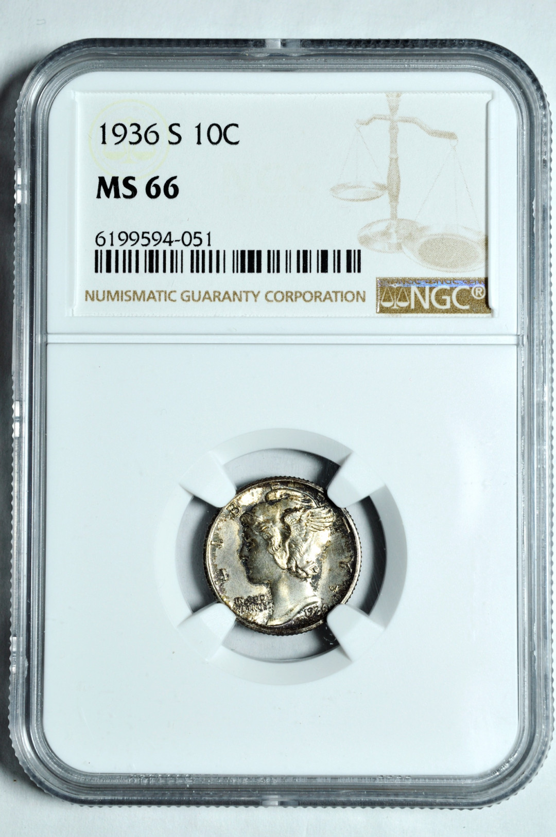 《竞宝斋》钱币微拍-第2场（0佣金包邮） NGC MS66美国1936S年小飞侠10分  银币