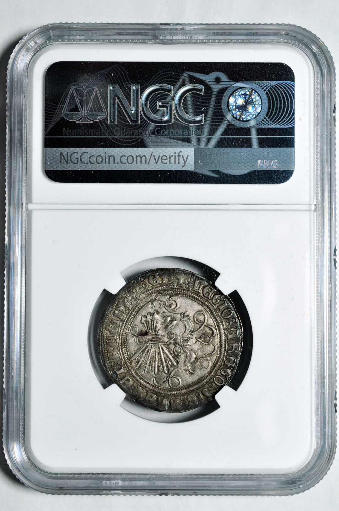 《竞宝斋》钱币微拍-第2场（0佣金包邮） NGCAU55西班牙1474-1504年托雷多1R 银币