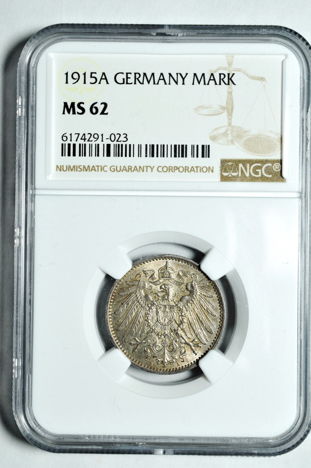 《竞宝斋》钱币微拍-第2场（0佣金包邮） 德国长翅1马克银币 ngc ms62  银币