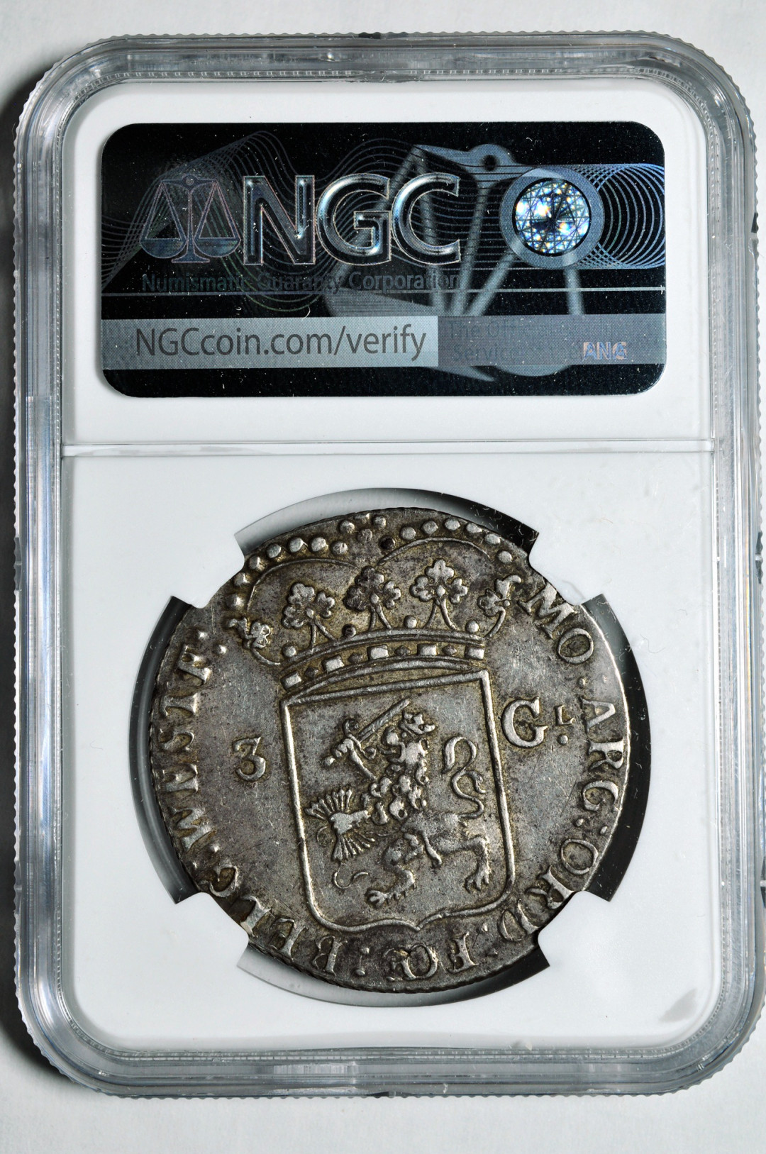 《竞宝斋》钱币微拍-第2场（0佣金包邮） NGC AU53荷兰1794年3盾女站人 银币