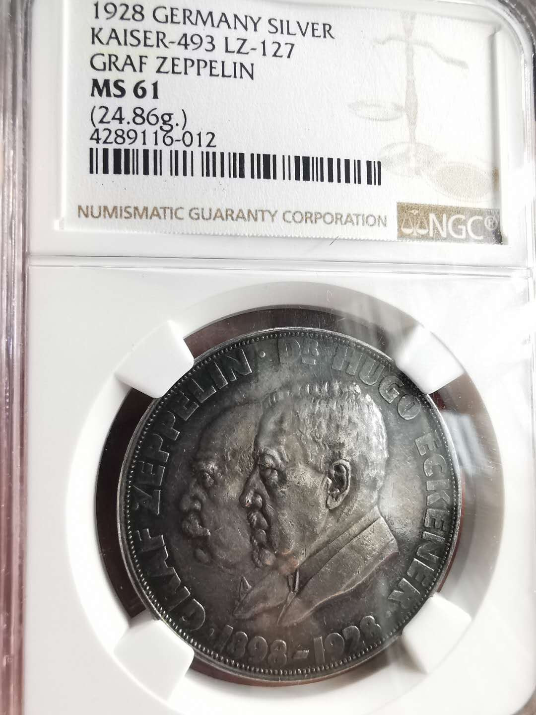 凡希社世界钱币微拍第一百六十八期 1928德国齐柏林纪念银章NGC-MS61