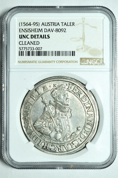 《竞宝斋》钱币微拍-第2场（0佣金包邮） - NGC UNC 德意志帝国 哈布斯堡王朝 费迪南德二世大公 1564-1595 泰勒银币