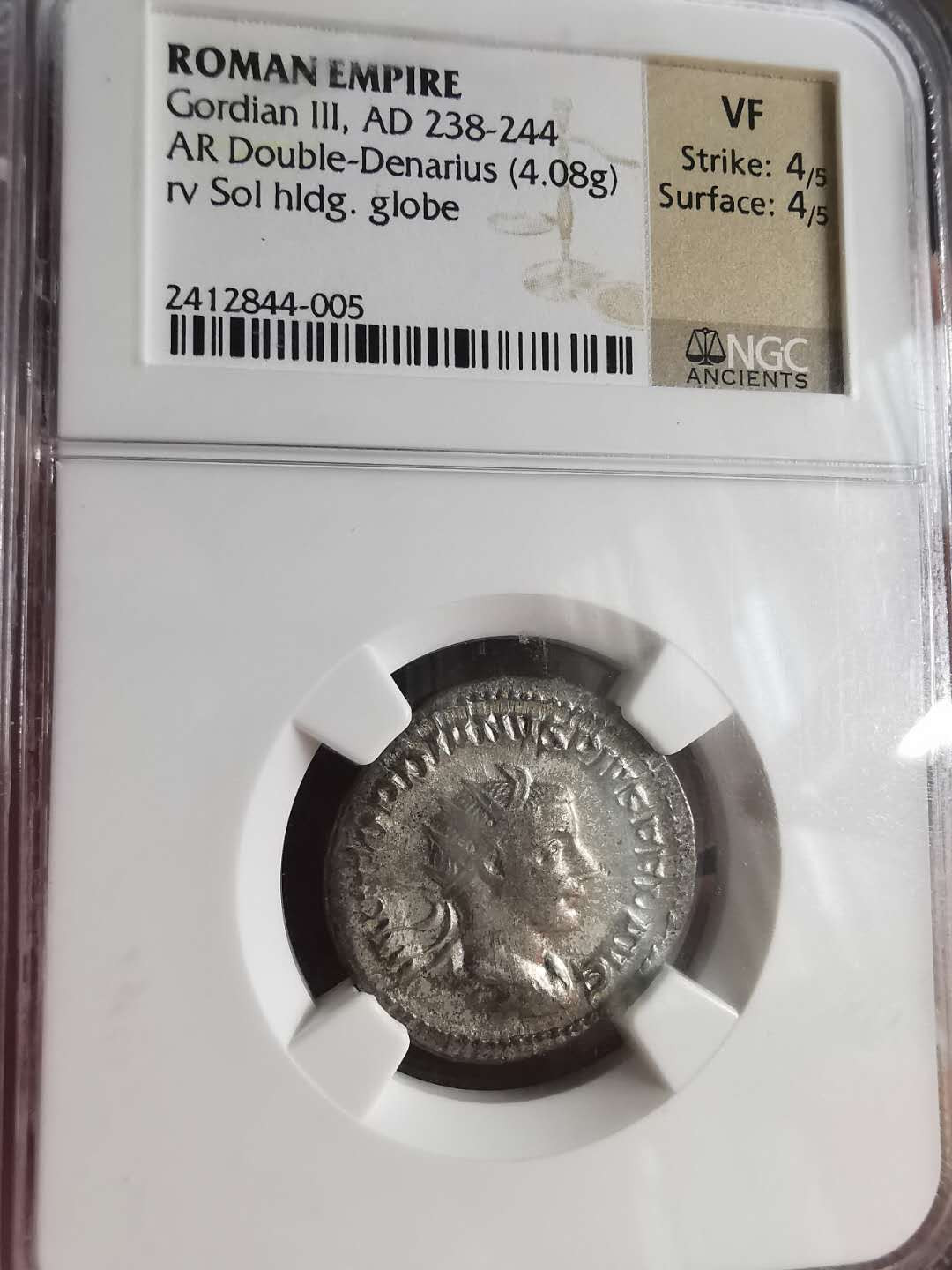 凡希社世界钱币微拍第一百六十八期 古罗马戈尔迪安三世双第纳尔银币NGC-VF