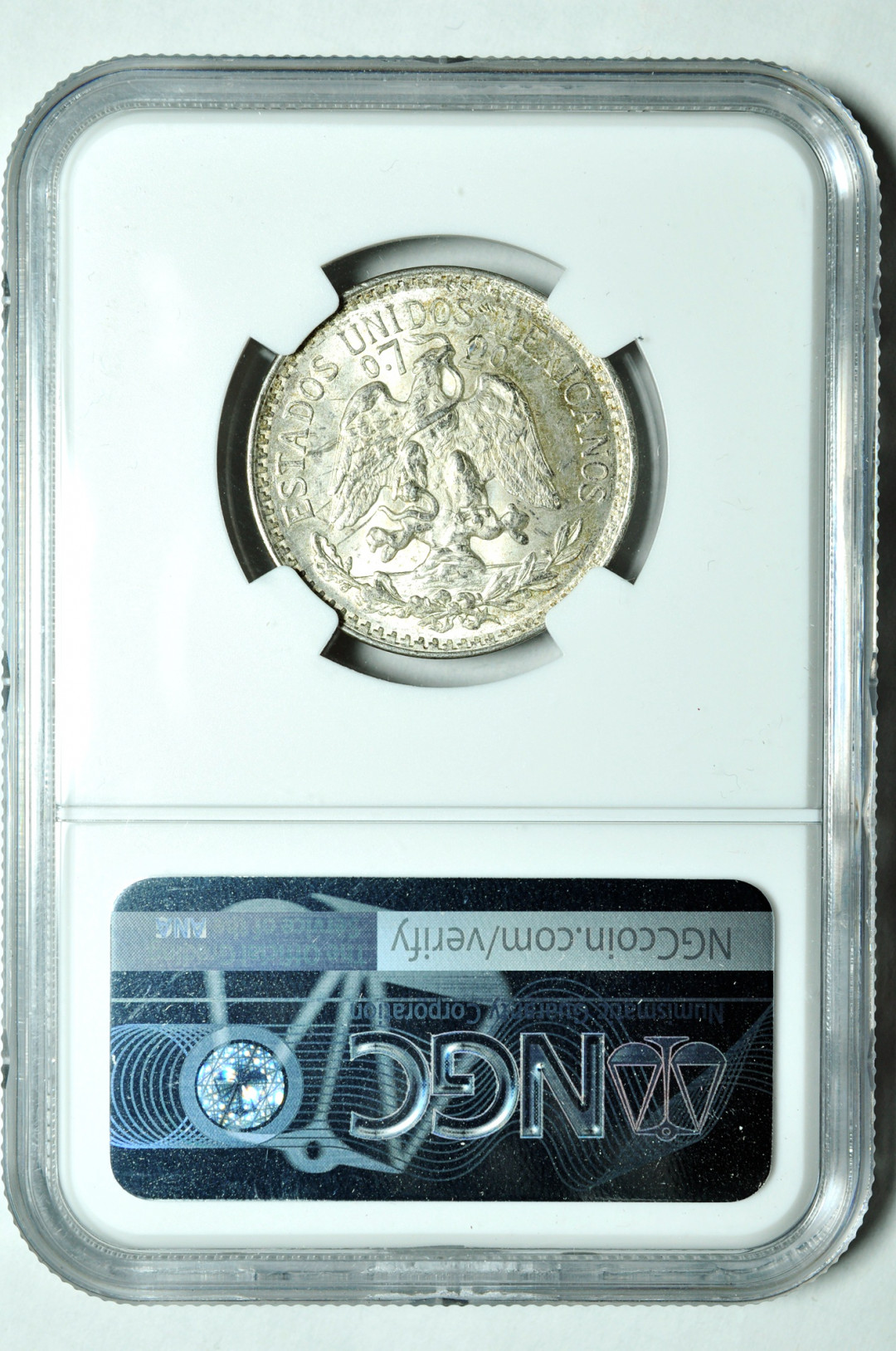 《竞宝斋》钱币微拍-第2场（0佣金包邮） 墨西哥鹰洋50分银币 ngc UNC  银币