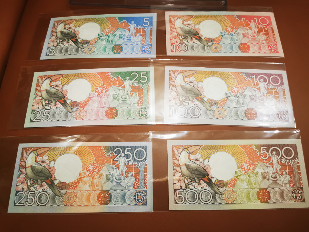 【鲸贝乐淘★中国代印主场】千字文·第“饱饫烹宰，饥厌糟糠”号拍卖·两拍包邮·自动结拍 【苏里南】6张大全套，全新全品UNC 