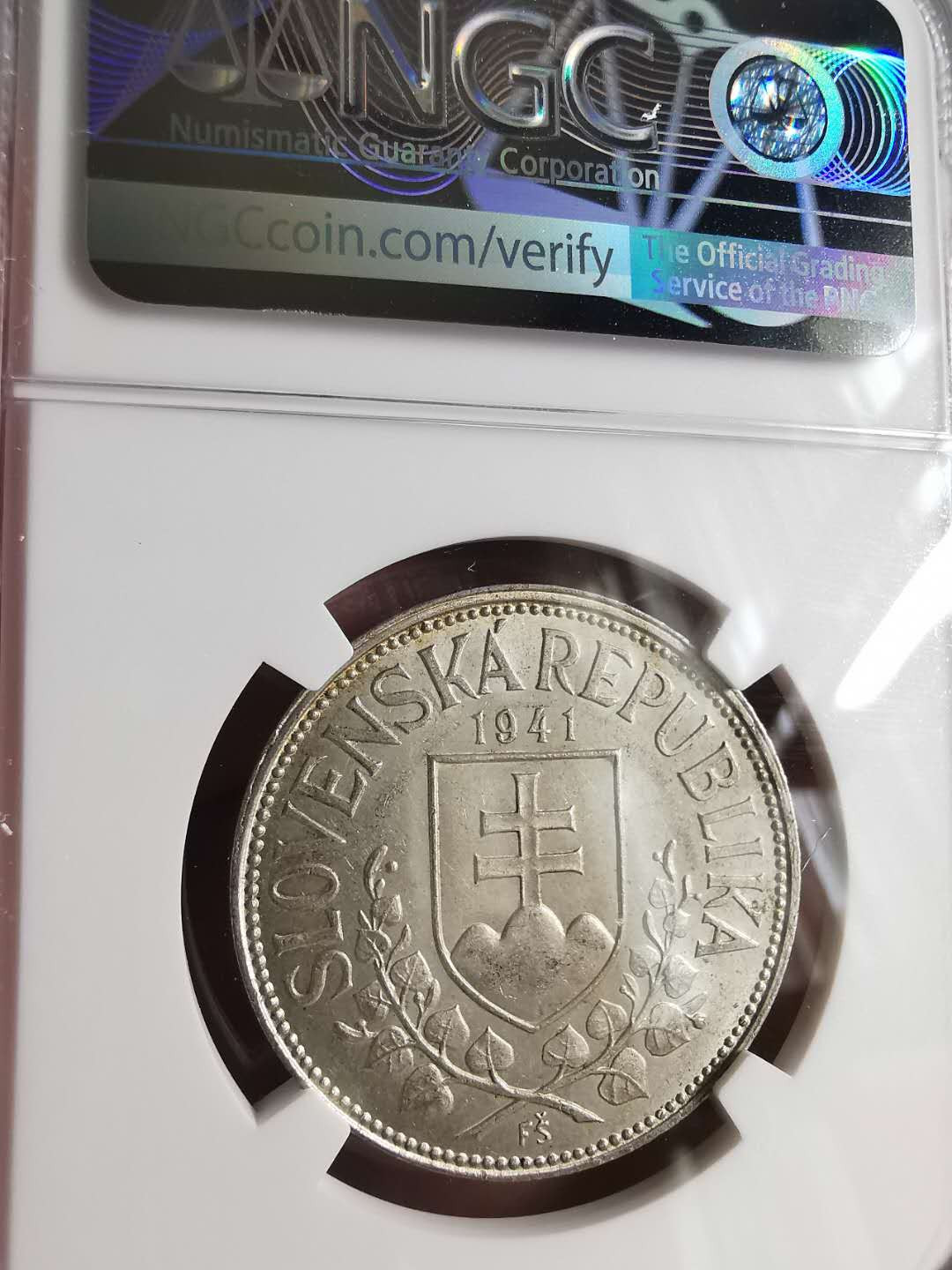 凡希社世界钱币微拍第一百六十八期 1941斯洛伐克20K银币NGC-MS63