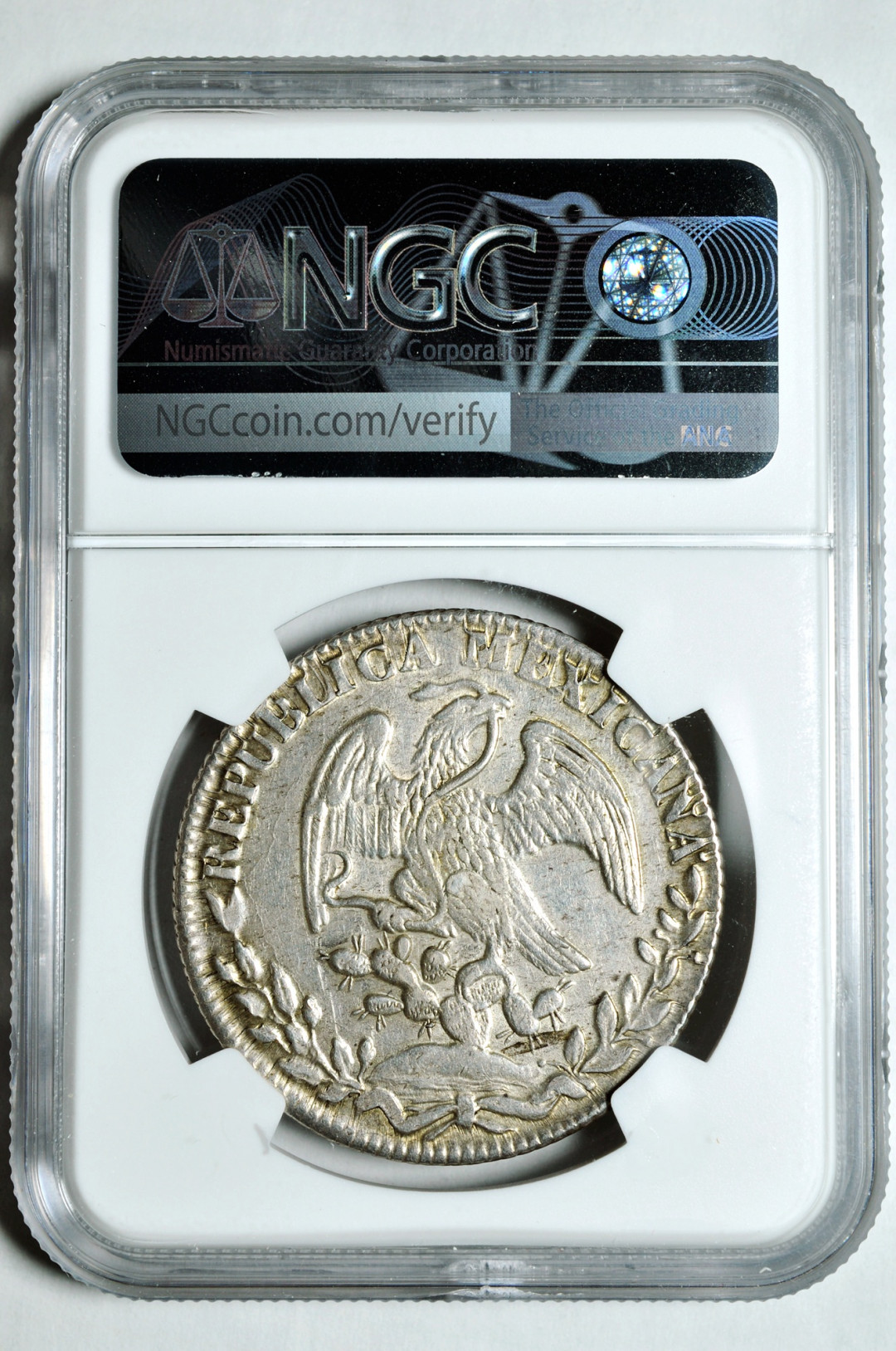 《竞宝斋》钱币微拍-第2场（0佣金包邮） NGC AU58墨西哥1838年鹰洋8R 银币