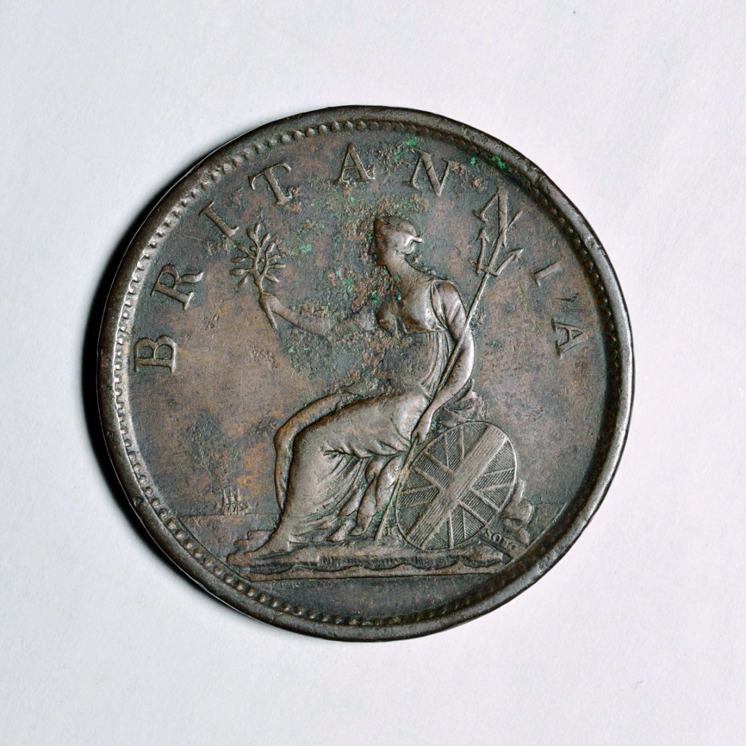 《竞宝斋》钱币微拍-第2场（0佣金包邮） 英国 1806年 乔治三世 1便士 大铜币 温润的包浆难掩200年的庄严