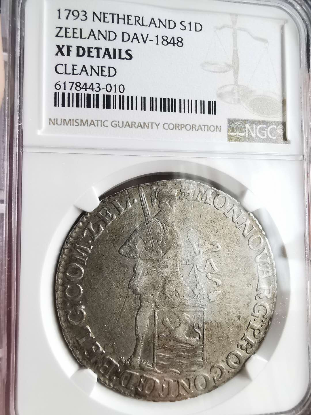 凡希社世界钱币微拍第一百六十八期 1793泽兰杜卡特大银NGC-XFD