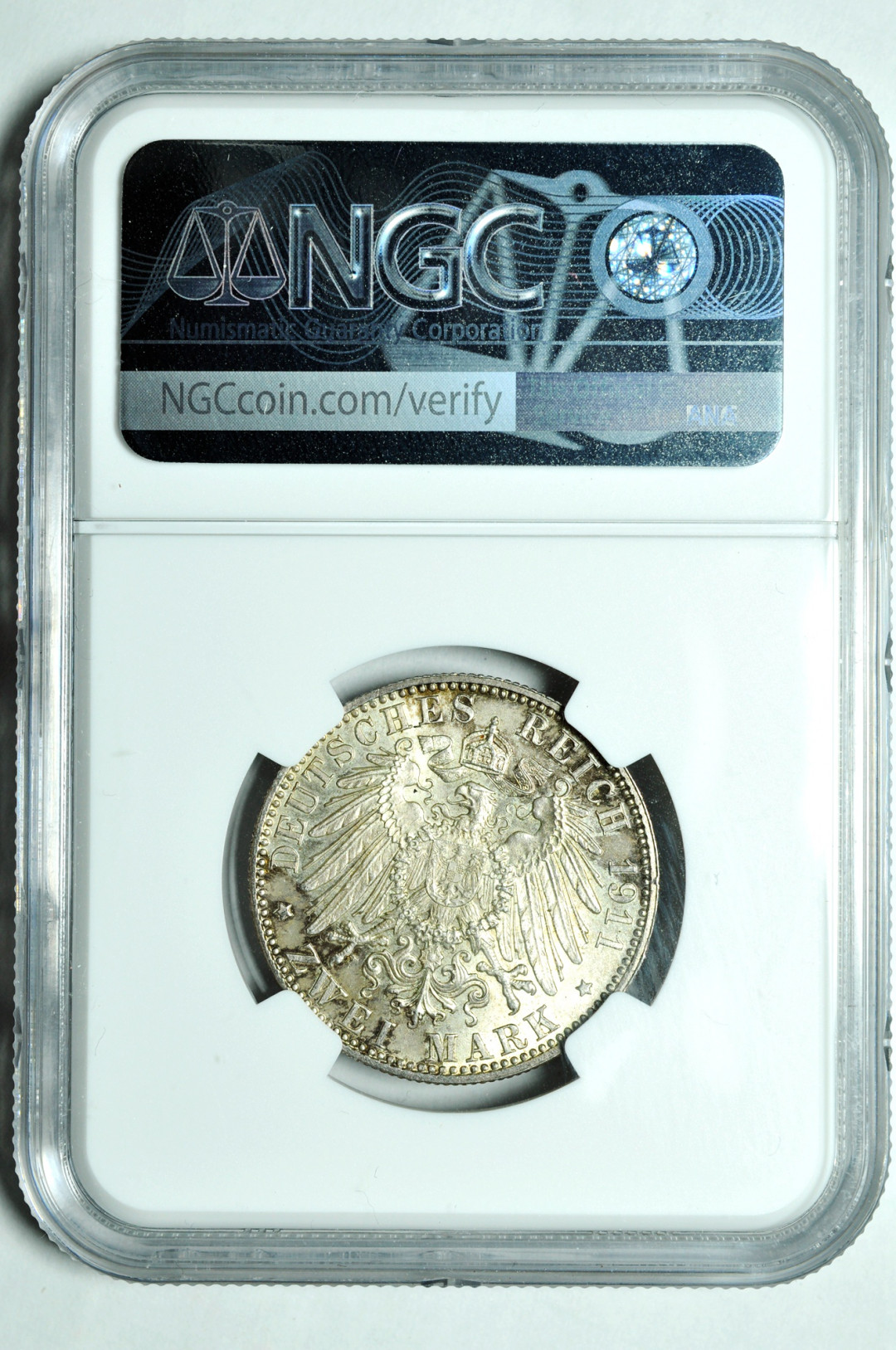 《竞宝斋》钱币微拍-第2场（0佣金包邮） 德国1911年2马克银币 ngc ms63  银币