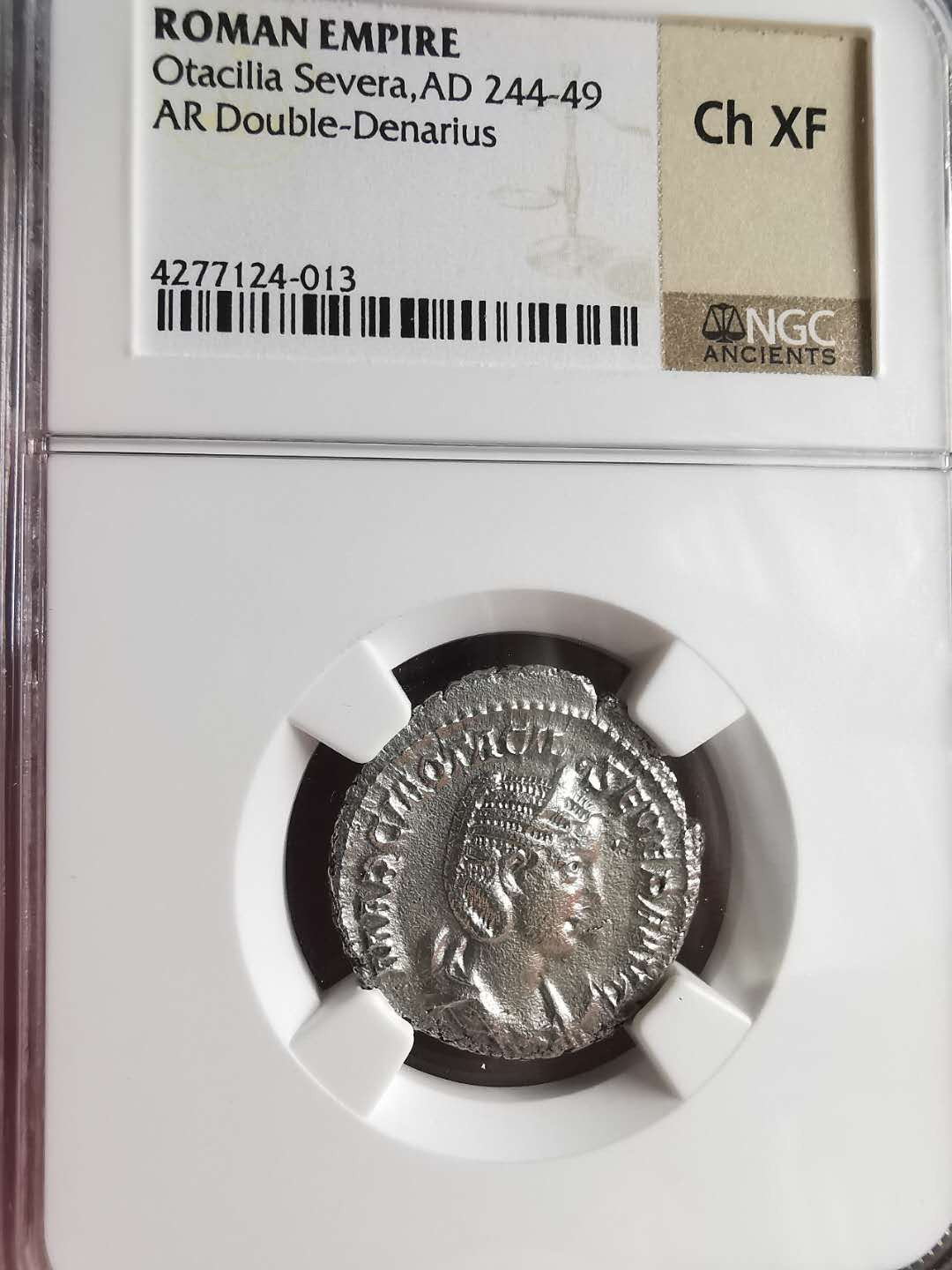 凡希社世界钱币微拍第一百六十八期 古罗马赛维拉皇后双第纳尔银币NGC-XF