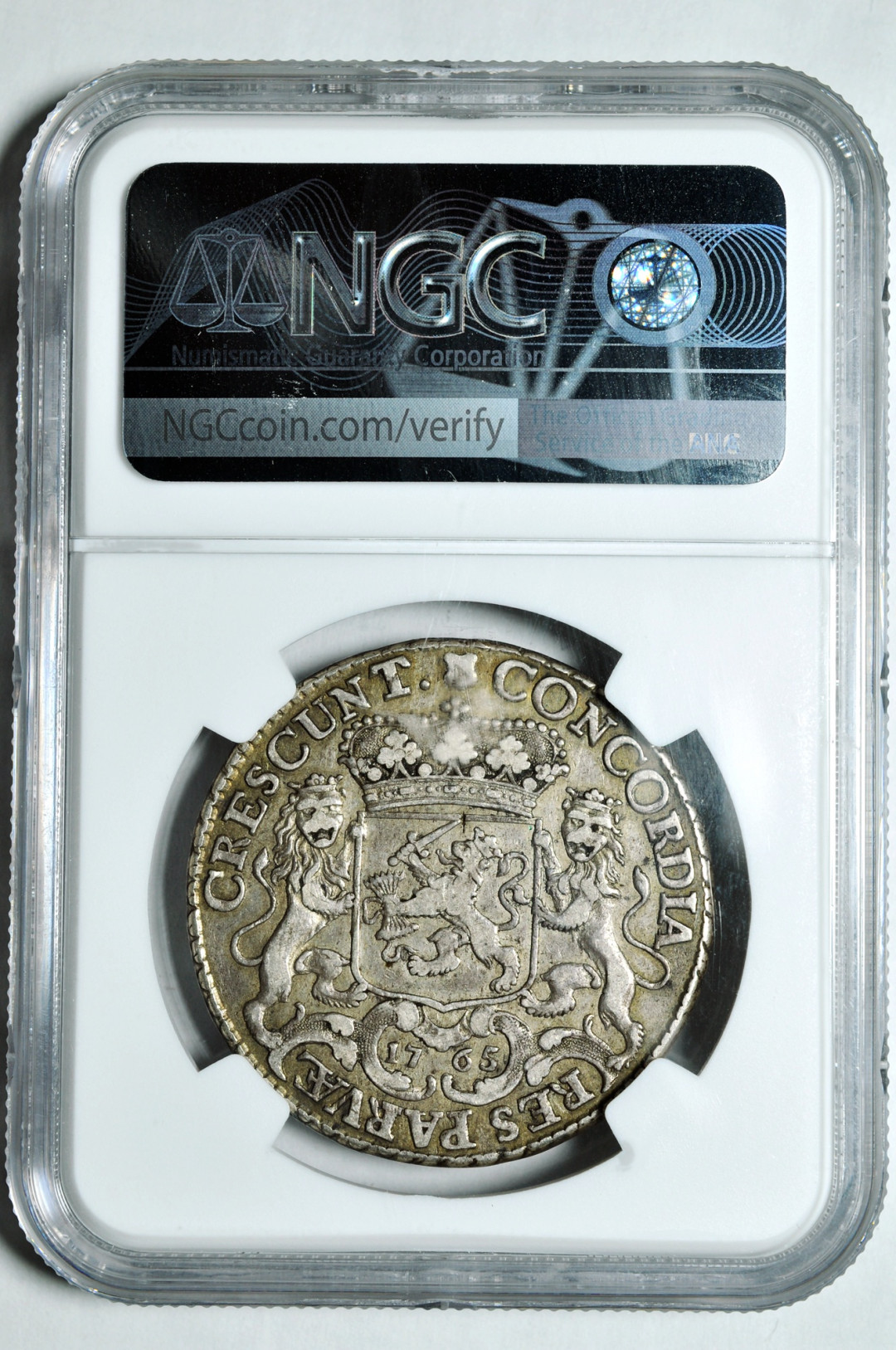 《竞宝斋》钱币微拍-第2场（0佣金包邮） NGC AU53荷兰1765年1/2杜卡特 银币